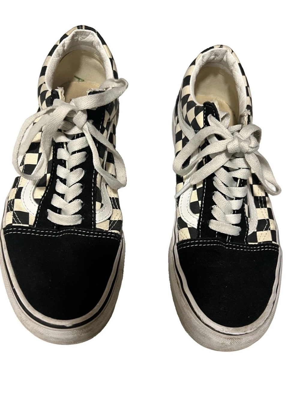Vans Old Skool Sneakers Unisex Men 8‎ Women 9.5 Black White Good Checkerboard